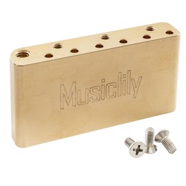 Musiclily Ultra 52.5mm(2-1/16 inch) String Spacing Full Solid Brass Short Tremolo Block for China made Squier New after 2021 Affinity 2-point Electric Guitar Bridge, 36mm Tall