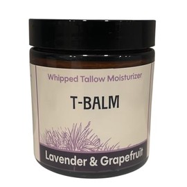 T-Balm Whipped Tallow Moisturizer, 4 oz, Organic Grass-Fed Beef Tallow (4oz, Lavender & Grapefruit)
