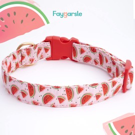 Faygarsle Cute Dog Collar for Girls Boy Dogs Soft Fancy Pet Collar with Watermelon Design Ideal Pink Summer Dog Collar for Small Medium Large Dogs L