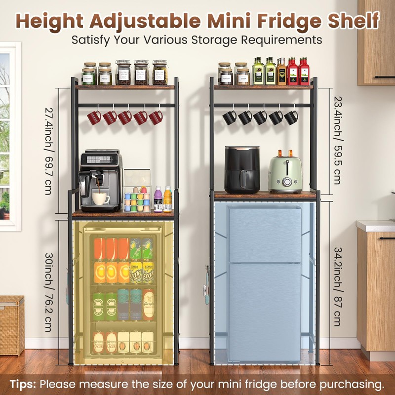 Housolution Mini Fridge Stand with Storage, 2-Tier Kitchen Microwave Stand