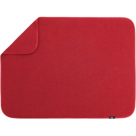 S&T INC. Dish Drying Mat XL, 18” x 24”, Absorbent Microfiber Kitchen Counter Mat, Dish Drying Pad for Dishes, Utensils, Pots and Pans, Extra Large, Red