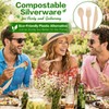 Mwellewm 100% Compostable Cutlery Set Wooden Utensils Disposable Silverware
