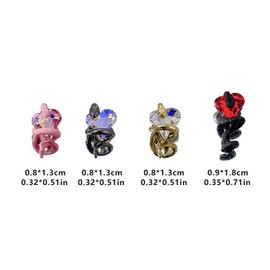 20Pcs 3D Alloy Nail Art Decorations Embracing The Hearts Shaped Diamond Snake, Multicolor, Pink, Black, Gold Snake Nail Charms for Acrylic Nails Decorations Snake Alloy Nail Jewels and Nail Charms