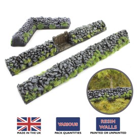 War World Gaming Rock Wall Corner Part | Painted x 4 | 20-28 mm Tabletop Terrain Model Making Landscaping Model Railway