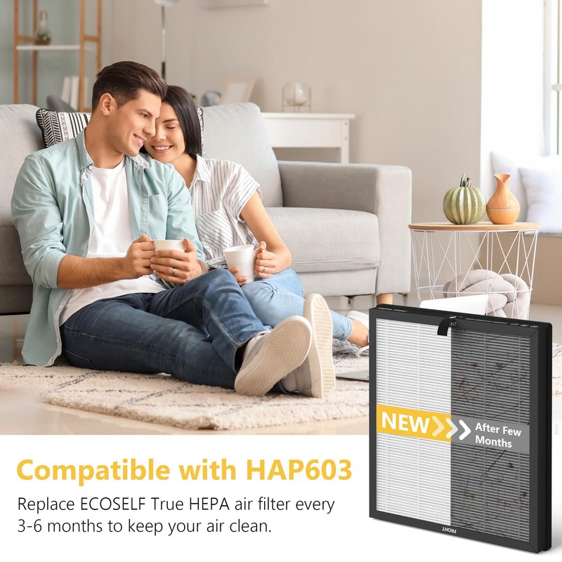 4 Pack HAP603 Replacement Filter Compatible with ECOSELF HAP603/ HAP603WF