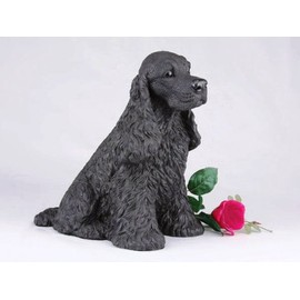 Cocker Spaniel Black Cremation Pet Urn for Secure Installation of Your Beloved pet's Ashes Indoors or Outdoors. Rose NOT Included