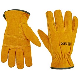 Kinco 51PL Thermal Lined Suede Cowhide Leather Work Glove - Golden Full Suede Cowhide Full Fingers with Thermal Insulation - Medium