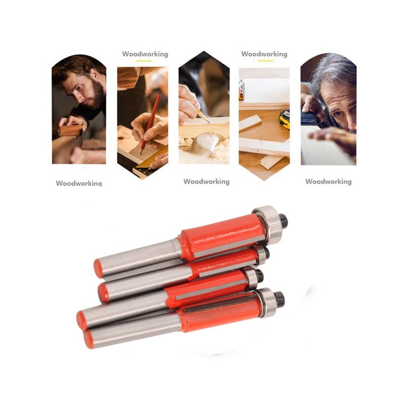 Sinoprotools 4pcs Flush Trim Router Bit Set 1/4 Inch Shank