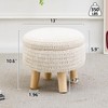 Wimarsbon Pouf Ottoman, 100% Cotton Knitted Boho Footstool, Round Footrest