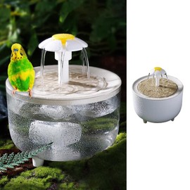 Bird Bath for Indoor Parrots - Circulating Filter Fountain Cage Birdbath for Lovebirds Canaries Parakeet Cockatiels Small Medium Feathered Pet - Shower Accessories Cleaning Supplies (White Large)
