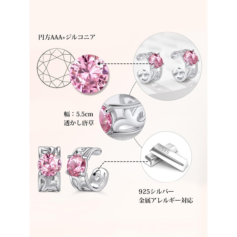 Bestyle Ear Cuff, Women's, 925 Silver, Men's, Hypoallergenic Zirconia, Non-Hole
