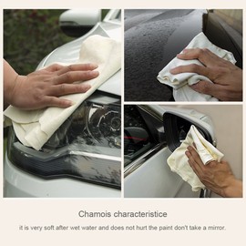 Car Natural Chamois Cleaning Cloth, RIVERLAKE Genuine Deerskin Leather Auto Car Wash Drying Towel,Super Absorbent,3 Available Sizes. (L/M/S 3IN1)