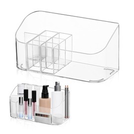 NAROSEBE Make Up Organiser Transparent Plastic Makeup Storage Box Organiser Transparent Makeup Box Storage Cosmetic Organiser for Bedroom and Bathroom (20 x 8.6 x 10.2 cm)