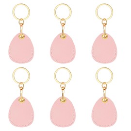 PATIKIL 6pcs Leather Keychain Blanks, 45mm Sublimation Keychain Blanks PU Leather Key Chain Bulk Keyring with Rings for Name Tag Dog Cat Collar Keys, Water Drop,Pink