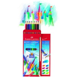 Faber Castell 8 Grip Colour Magic Watercolour Pencils + 1 Brush