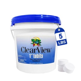 ClearView Chlorine Tablets 1 Inch 5 Lbs for Swimming Pools, Long-Lasting Stabilized 1" Chlorinating Tablets for Spa Hot Tub Chemicals, Pool Chlorinating Sanitizer 90% Available Chlorine