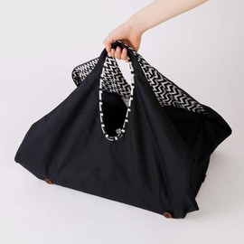 Furoshiki Multi-Functional Bag and Mat, Japanese Traditional Wrapping Fabric, Black / Dark Gray