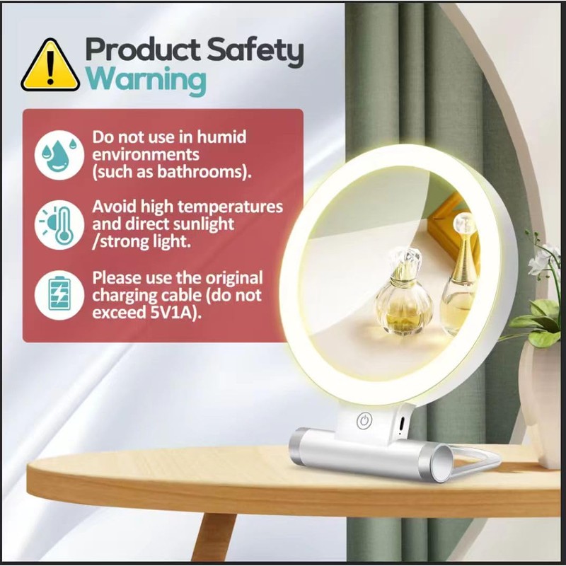 B Beauty Planet Magnifying Mirror with Light 30X, Double-Sided 1X/