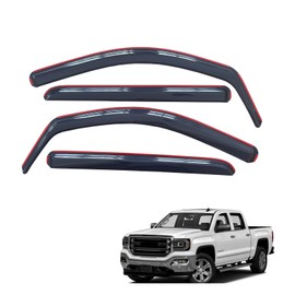 Gldifa in-Channel Sun Rain Guards Smoke Window Visor Compatible with 2014-2018 Chevy Silverado/GMC Sierra 1500 Crew Cab Wind Deflector 4pc