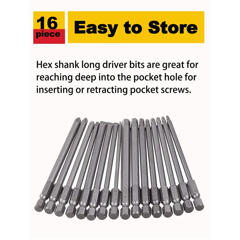 Rocaris 16 Pack 1/4 Inch Hex Shank Long Magnetic Screwdriver