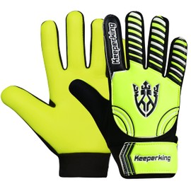 Keeperking Goalkeeper Gloves Children, Boys and Girls - Football Goalkeeper Gloves Children with Double Wrist Support, Strong Grip Double Padded (Claw 2.0 Yellow, 5)