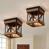 2 Pack Rustic Farmhouse Wood Flush Mount Ceiling Light Fixture