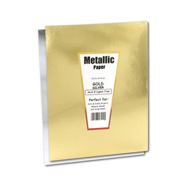Hygloss Products, Inc Metallic Foil Paper 10 x 13 Inch, 10 Sheets, 10" x 13", Gold/Silver