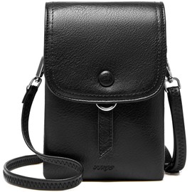 TFKGS Womens Small Crossbody Bags for women, Soft Leather Cell Phone Purse Lightweight Little Bag with Strap, Wallet Crossbody Purses for Women Trendy with Card Slots Black