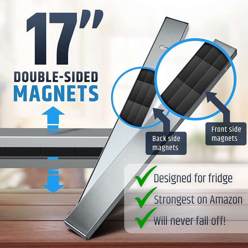 17" Premium Magnetic Knife Holder for Refrigerator (Double-Sided Heavy-Duty Magnets)
