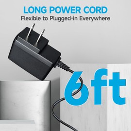 ANLINK 12V 0.5A/500mA 6ft Long Power Supply Adapter, AC 100-240V to DC 12V 0.5A 6W Switching Adapter Cord for Crosley Turntable, Router, Desk Fan, Speakers and More, ETL Certified