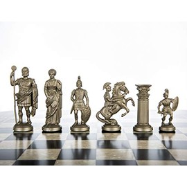 Chess and games shop Muba Piezas de Ajedrez de Plástico RomanLegion 3 3/4 pulgadas, 9,6 cm, Negro y Dorado - Pesado, Fieltro - Juego para 2 jugadores de todas las edades
