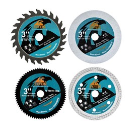 EXFEIN 3 Inch Circular Saw Blade Set 4pcs for Cutting Tile Glass Soft Metal Wood Plastic Diamond Disc
