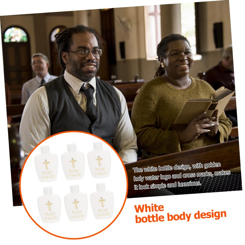 ORFOFE 6pcs Holy Water Bottles Refillable Containers Cross Design for