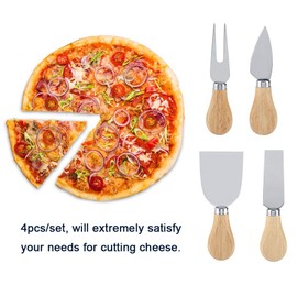 4 Uds. Cuchillo para Queso, Cuchillo para Queso de Acero Inoxidable con Mango de, Pala para Queso, Tenedor para Queso, Cuchillo Rectangular para Queso, Cuchillo para Queso en