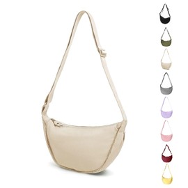 APMGONT Portable Half Moon Bag, Crescent Moon Casual Crossbody Bag, Women's Half Moon Crossbody Shoulder Bag, Half Moon Casual Crossbody Bag, Daily Casual Crescent Moon Bag, beige