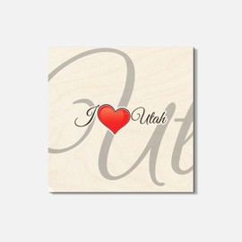 Unbranded I Love Utah USA Travel 4'' X 4'' Square Wooden Coaster