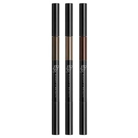 BOM 3 in 1 Triple Edge Eyebrow Pencil with Blender and Spoolie Long Lasting Waterproof, Dark Brown