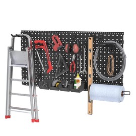 ClosetMaid ProGarage Slatwall Hang Track Kit, 42 in. W with Peg Board Hooks, Hangers, Parts Bins, Paper Towel Holder, Garage Organizer System, Black