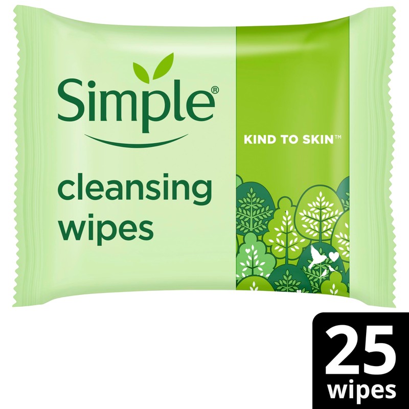 Simple Kind to Skin Bio-Degradable Cleansing Wipes, 25 Pack