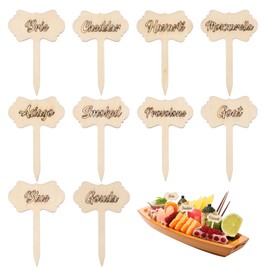 CHGCRAFT 10 Stück Hölzerne Kuchenetiketten Holz Cupcake Toppers Blanko Etiketten Käsemarker für Geburtstag Hochzeit Party Dekoration