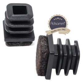 Adsamm® 100 x Lamellar Plugs with Felt/Black/Diameter 16 x 16-18 x 18 mm/Square/Furniture Glides for Steel Tube Chairs/End Caps for Square Pipes