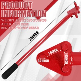Tondiamo Rebar Bender Manual Hand Operated to 5/8" Bar Reverse Head, Bending Machine Manual Rebar Bender Metal Bending Tools for Flat Steel and Steel Rod, Red