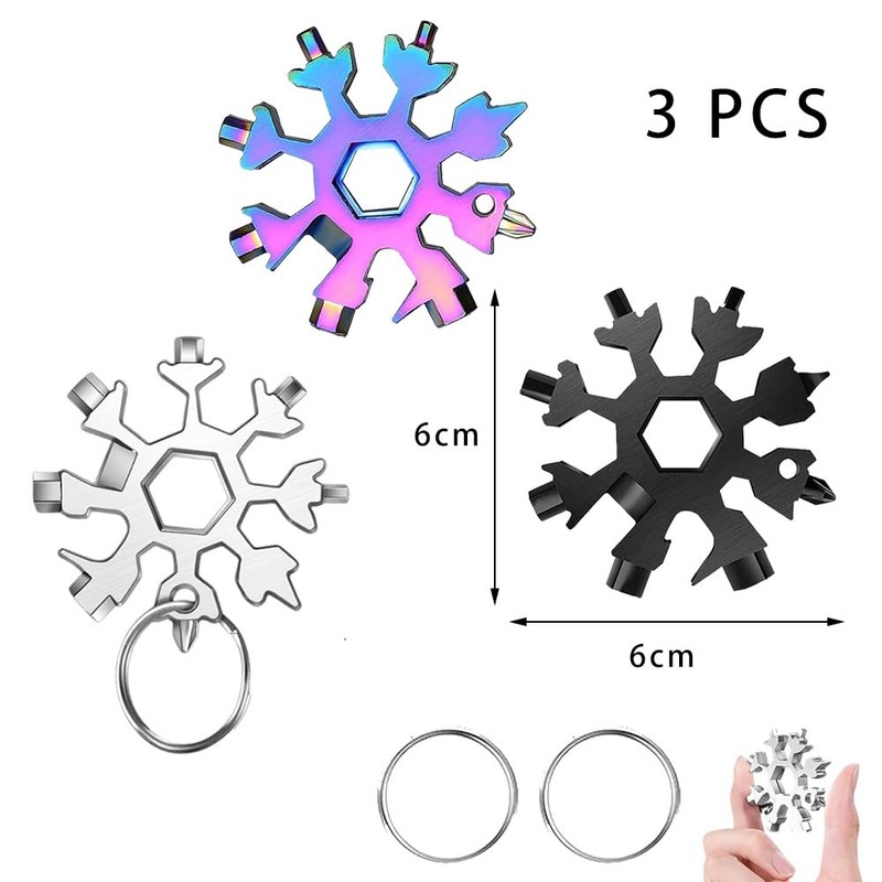 3 Pack 18 in 1 Snowflake Multitool Stainless Steel Snowflake
