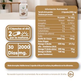 Aceite de Linaza Puro Omega 3 30 Cápsulas. Ácido Alfa Linolénico. Omega 3 Pasiguaro