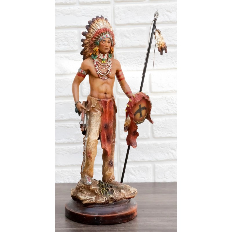 Native American Indian Warrior Chief With Eagle Roach Spear And