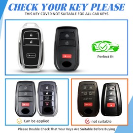 MILD EAST Key Fob Cover for Toyota with Keychain, Soft TPU Key Shell Case for 2022-2025 4runner Prius Corolla Cross Hatchback Tundra Sequoia LE XLE, 3 Button (Silver/Black)