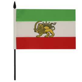 Iran Old Persia Table Flag 5'' x 8'' - Persian Desk Flag 21 x 14 cm - Black plastic stick and base - Drapeau Iran Ancienne Perse AZ FLAG