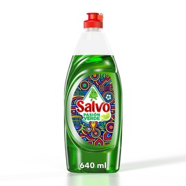 Salvo Lavatrastes Líquido, Pasión Verde Limón Jabón Líquido Para Trastes Con Triple Poder Cortagrasa' 640ml, Rinde Hasta 50% Más* Y Remueve Grasa Difícil