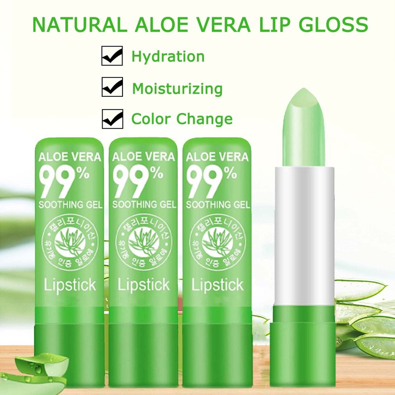 Lip Balm Set Aloe Vera Lipstick 3PCS Magic Temperature Colour