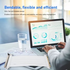 VBESTLIFE PCIE 4.0 X16 Extender Riser Cable, Flexible and Efficient, Stable Signal, High Durability, for Next Generation GPUs, 180 Degree EMI Shielding (White)